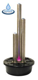 Fuente de Agua Tres Tubos de Acero Cepillado - Luces LED - 100cm